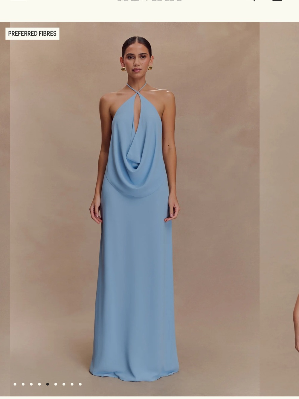Meshki Light Blue Halter Drape Maxi Dress